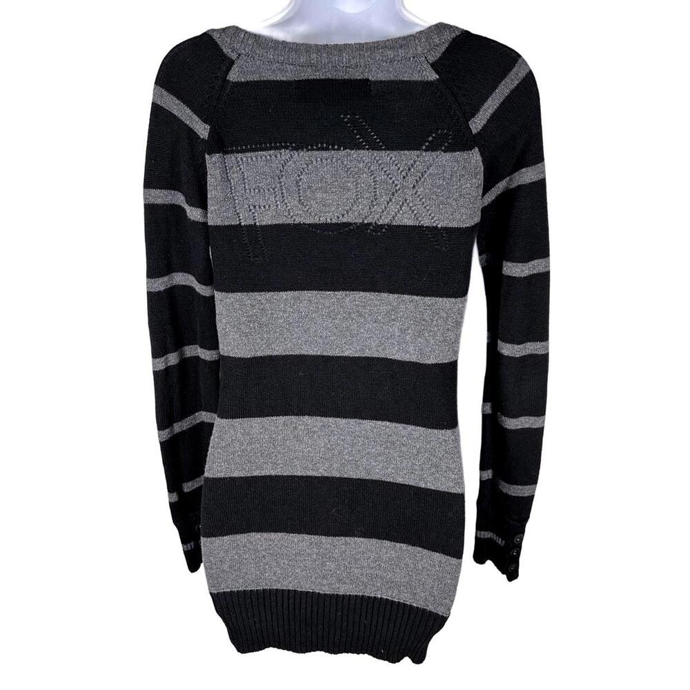Fox Racing Women’s Striped Cardigan Sweater Y2K Grey Black Logo Indie Sleaze S